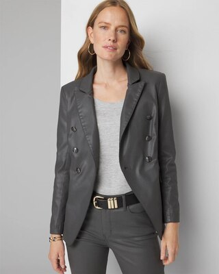 WHBM® Petite Coated Denim Studio Blazer | White House Black WHBM® Petite Coated Denim Studio Blazer | White House Black